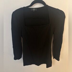 7 for All Mankind Black Square Neck Top